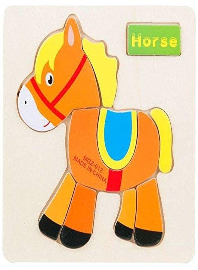 AUTHFORT Wooden Animals 3D Puzzle Children's Educational Toys (Set of 12 Puzzles) 15 cm - Multicolor - Image 2